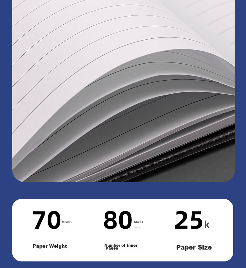 Deli 25K 80 Large Classic Leather Business Notebook, Office Supplies, Meeting Journal, Diary, Notepad, Stationery, Black BP108 7