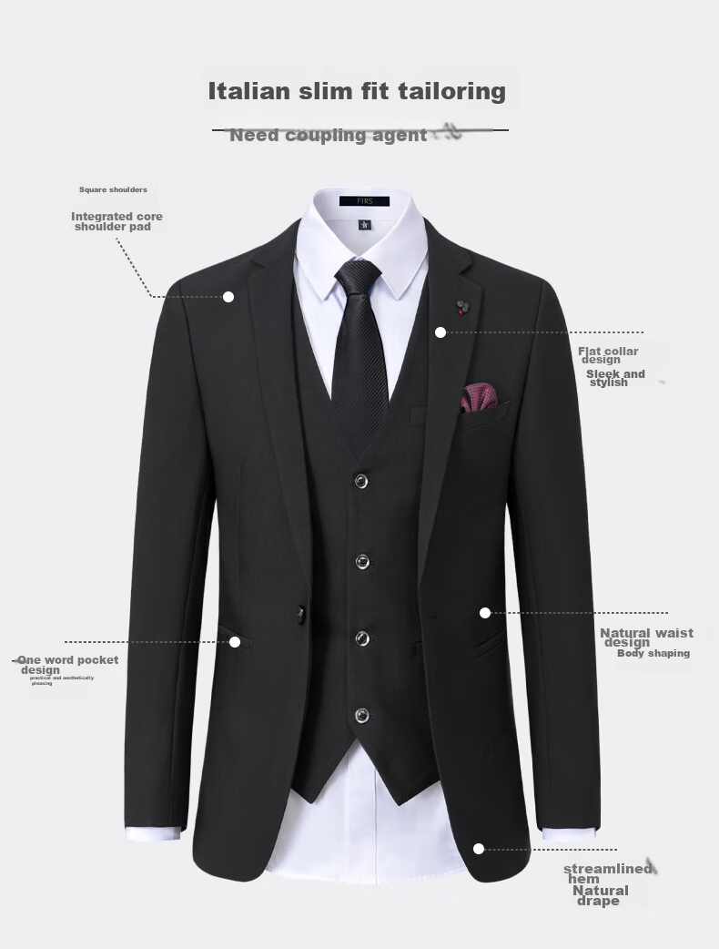FIRS Men's Suit, All-Season Slim Fit Professional Business Formal Wear, Men's Blazer Jacket, Casual Single Suit for Me 2
