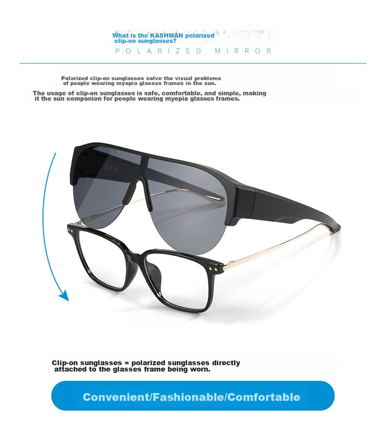 CAXMAN Sunglasses Clip-On Myopia Glasses for Men And Women, Polarized Sunglasses, Outdoor Sports Windproof Sandproof Cycling Glasses with Clip-On Prescription Lenses 3