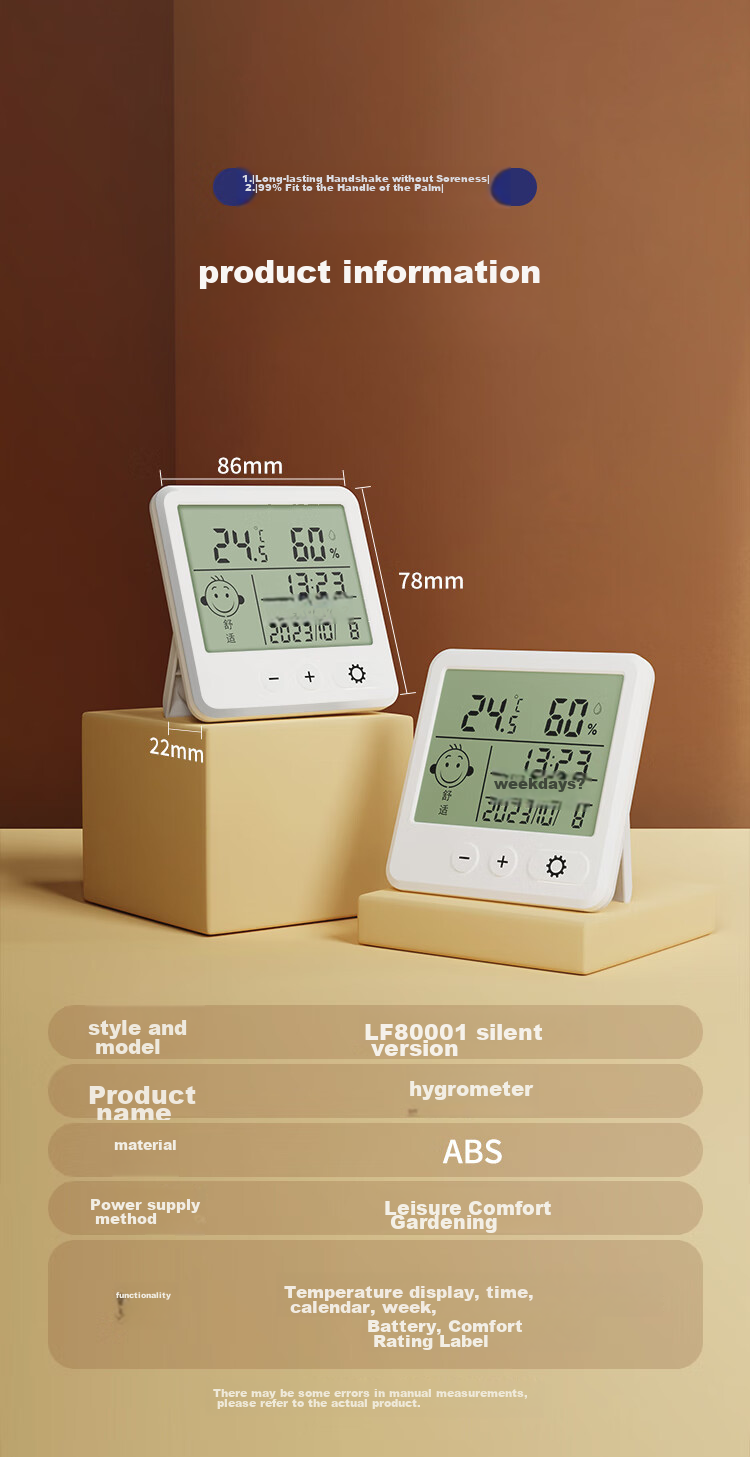 COMIX Electronic Thermometer Hygrometer Indoor Temperature And Humidity Meter Office Supplies Gift for Elderly Baby Room Indoor Temperature And Humidity Meter White Quiet Model LF80001 8