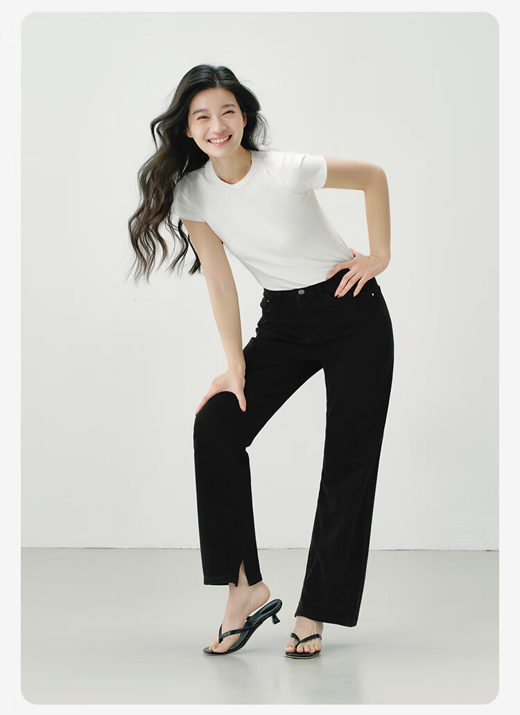 JD Original Jeans for Women, Spring 2026, High-Elastic Slimming Draping Fashion Loose Women's Trousers, Black Extended M 10