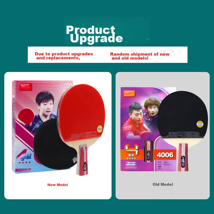 DHS Table Tennis Racket, 4-Star Straight Handle, Single Racket, Kuangbiao 3 Double-Sided Reverse Rubber Fast Attack Type H4006, Includes Table Tennis Balls 1