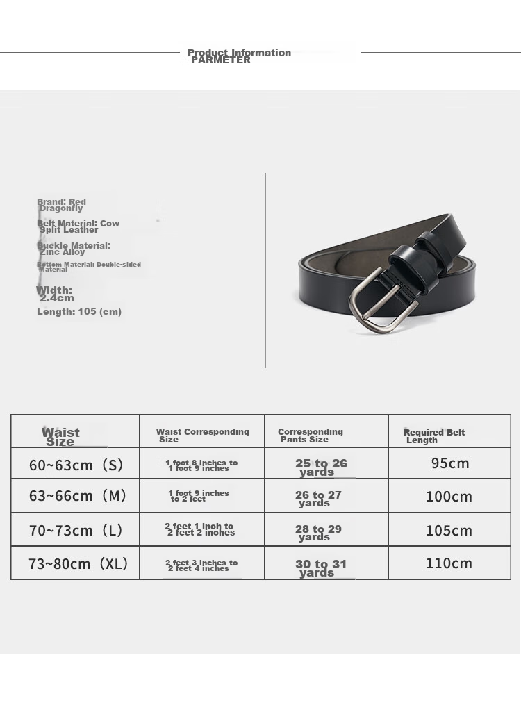 RED DRAGONFLY Leather Women's Casual Versatile Belt with Pin Buckle, No Drilling Required, Birthday Gift for Girlfriend Or Wife, Comes with Gift Box 11