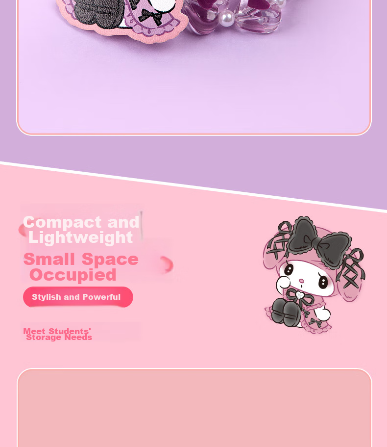 GuangBo Sanrio Collaboration Pencil Case, Large Capacity Stationery Box for Female Students, Multi-Layer Storage Exam Supplies, Birthday Gift, Kuromi, 1 Piece 14