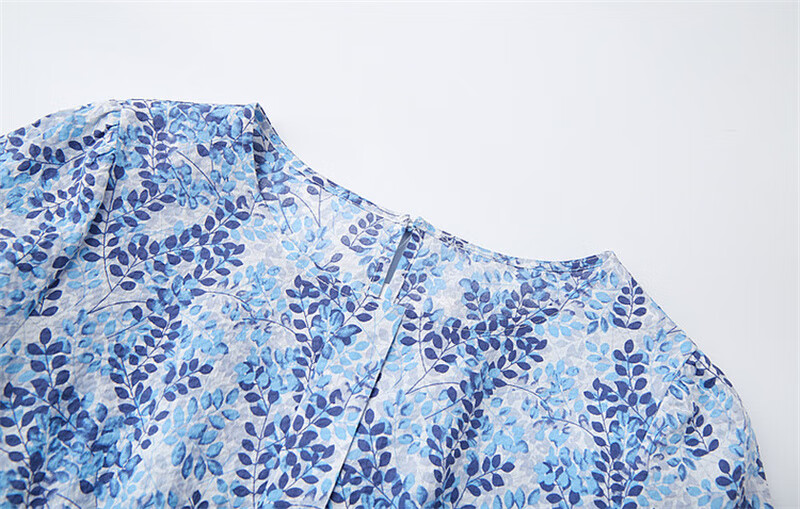 Dme [Monet Garden] Summer French Cloud Cotton Puff Sleeve High-Definition Printed Fitted Comfortable Easy-To A-Line Dress 8