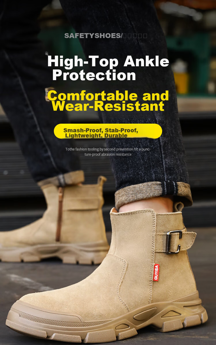 JUNBU Welding Safety Shoes for Men, High-Top Steel Toe Cap, Anti-Smashing, Anti-Puncture, Comfortable, Wear-Resistant Work Boots 0282F Size 45 1
