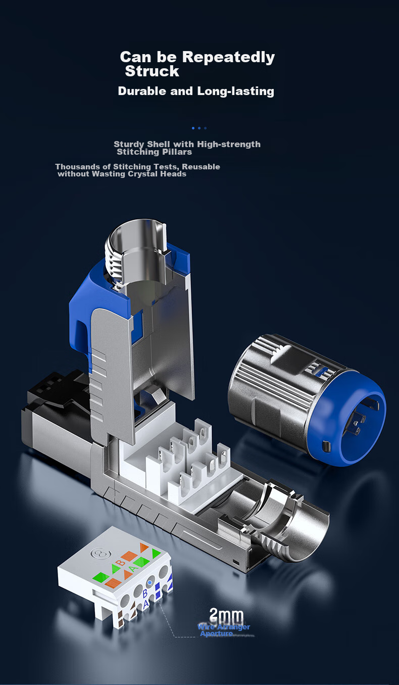 CHOOSEAL (CHOSEAL) Category 7 And 8 Universal Shielded Tool-Free Crystal Head, Engineering-Grade RJ45 Network Crimp-Free Connector, Computer Network Cable Broadband Connection, 1 Piece, QS9932 6
