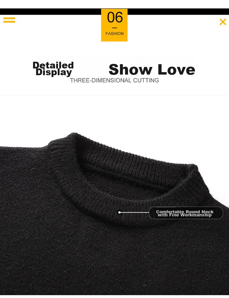 Huili Men's Sweater, Autumn And Winter Round Neck Pullover, Warm Base Layer Knit Sweater, Thick Comfortable Warm Top, Iron Gray, 4XL 17