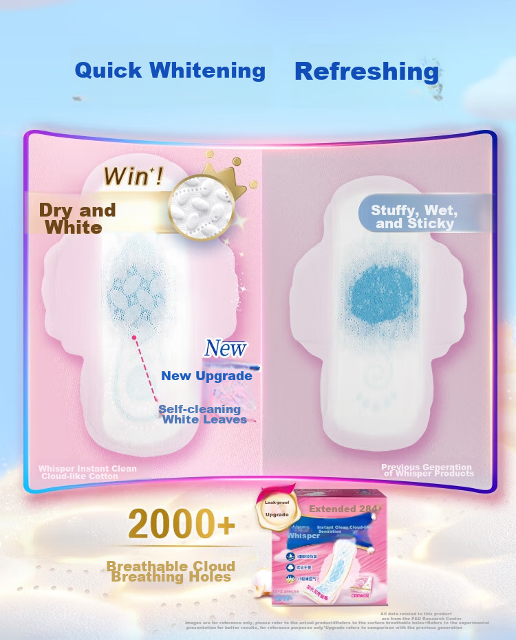 Hushubao [Quick-Drying Cloud-Soft] Sanitary Napkins, Heavy Flow Daytime Use, 284mm, 12 Pieces, Cloud-Feel Cotton Menstrual Pads, Ultra-Thin Breathable, Self-Operated 7
