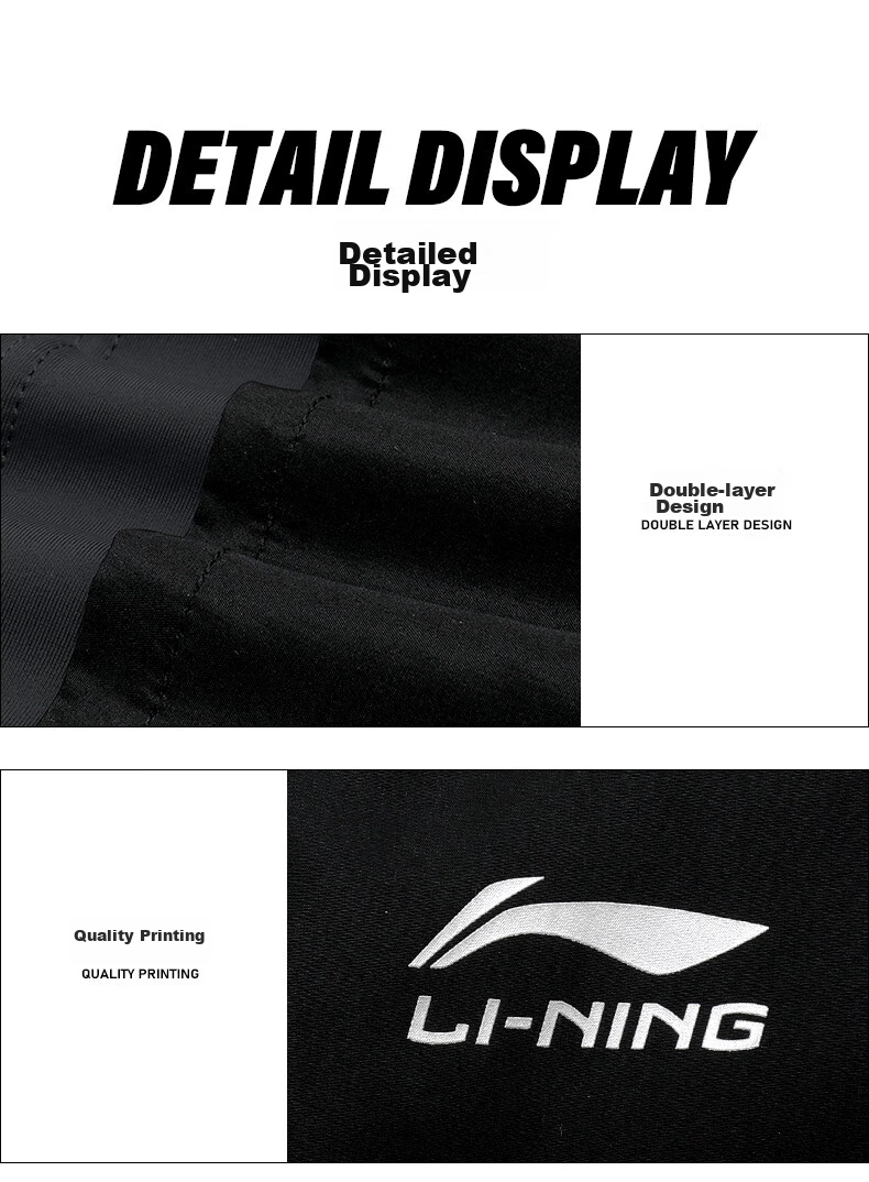 Li-Ning Men's Swim Trunks, Loose-Fitting Anti-Embarrassment Swimsuit Set, Dual-Use for Water And Land, Black Short-Sleeve Two-Piece Set, 07-25 XXXXL 17