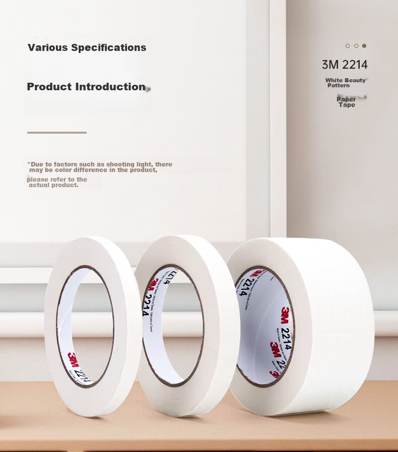 3M 2214 White Masking Tape, DIY Sticker Making, Heat Resistant for Office Home Decoration, Daily Use Car Spray Painting Masking Tape, No Trace Paint Fixation Protection, 20mm*50m, 1 Roll 7