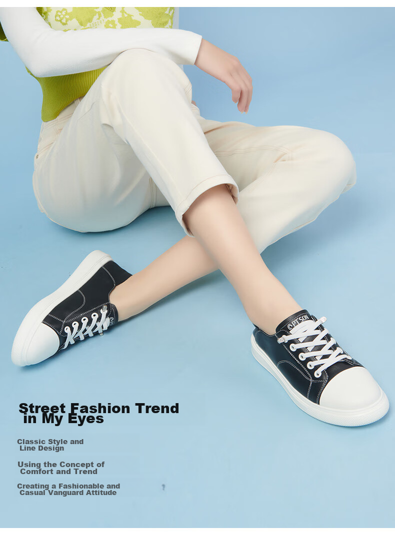 PT'SON Leather Sports Casual White Sneakers for Women, Spring Thick-Soled Breathable Slip-On Simple Versatile Skateboard Shoes, Beige, Size 35 2
