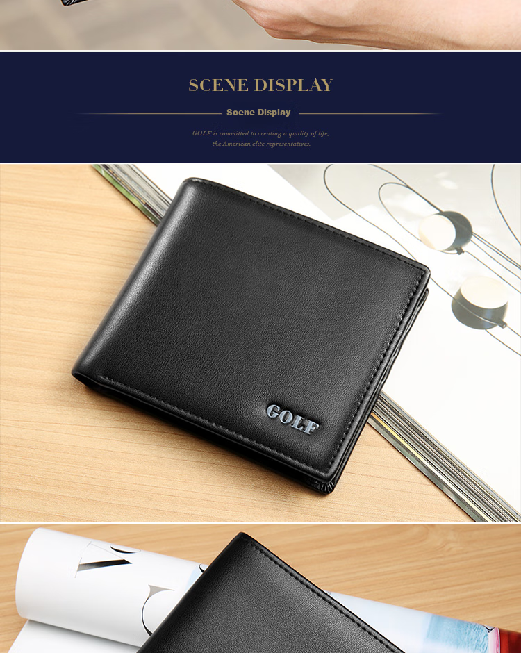 GOLF Men's Wallet, Durable Microfiber with Top-Grain Leather Card Holder And Coin Purse, Short Wallet Gift Box, Present for Boyfriend 8
