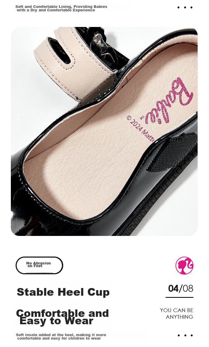 Barbie Girls' Shoes for Spring And Autumn, Black Leather School Shoes for Girls, Versatile Performance Shoes for School, DA6561, Black, Size 31 4
