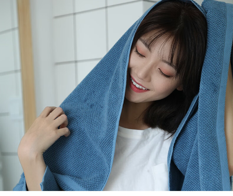 Grace Ludaofu Antibacterial Bath Towel, Pure Cotton, Adult Soft Absorbent Thickened, All-Cotton, for Men And Women, Home Use, 140*70cm, Blue 16