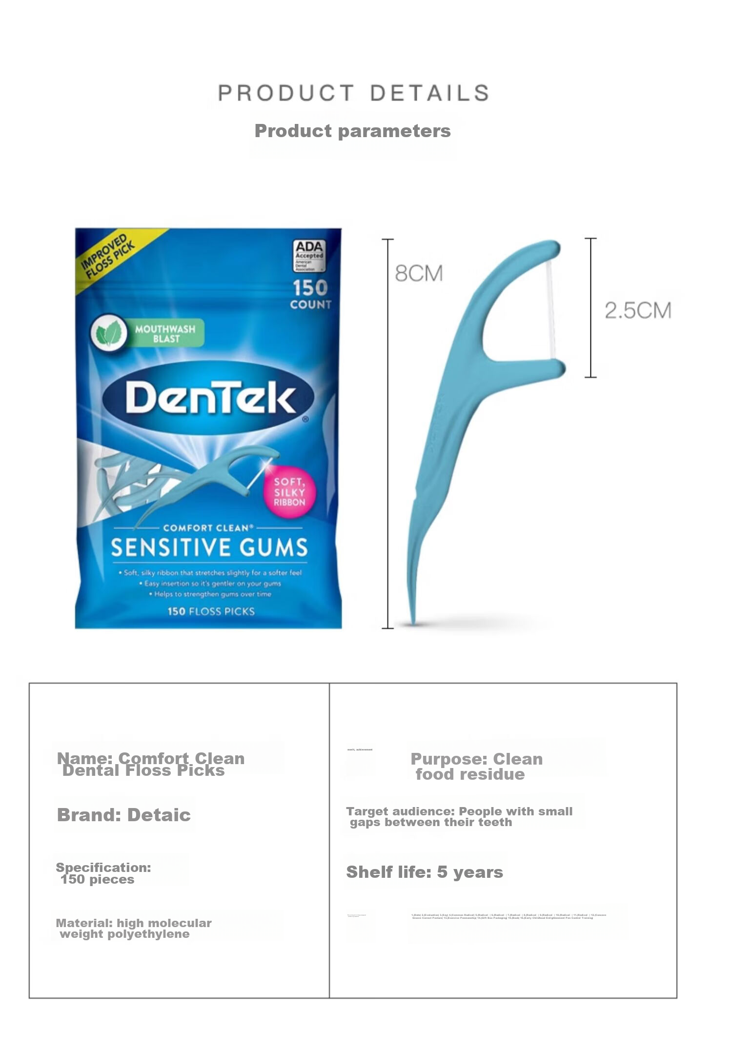 Detaike Dental Floss Picks, 150 Count, Flexible Flat Thread Ultra-Slim Smooth, Orthodontic Interdental Floss Box Toothpicks Portable with Fluoride Mint Flavor 12
