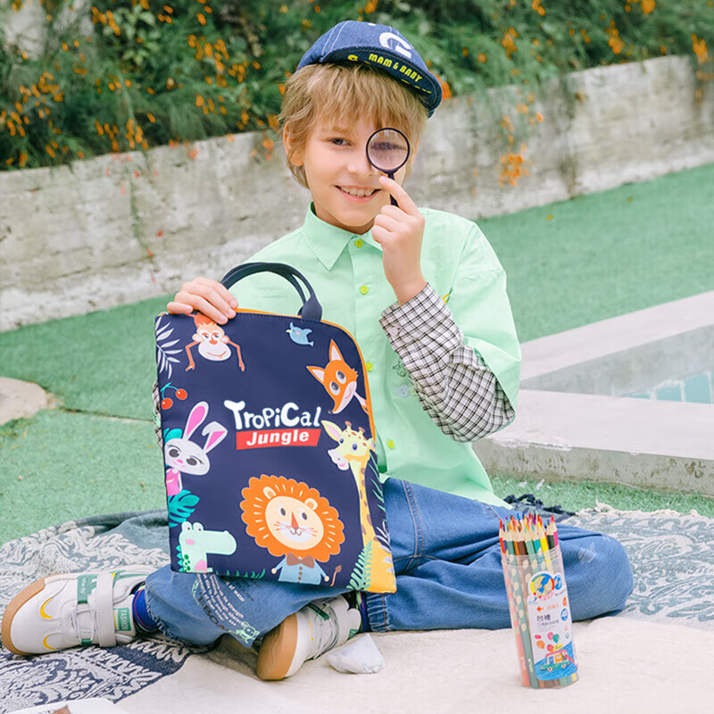 Dijiuchengbao Elementary School Student Tutoring Bag, Lightweight Handbag for Boys, Schoolbag for Children, Art Bag for Girls, After-School Class Bag, Zoo Desig