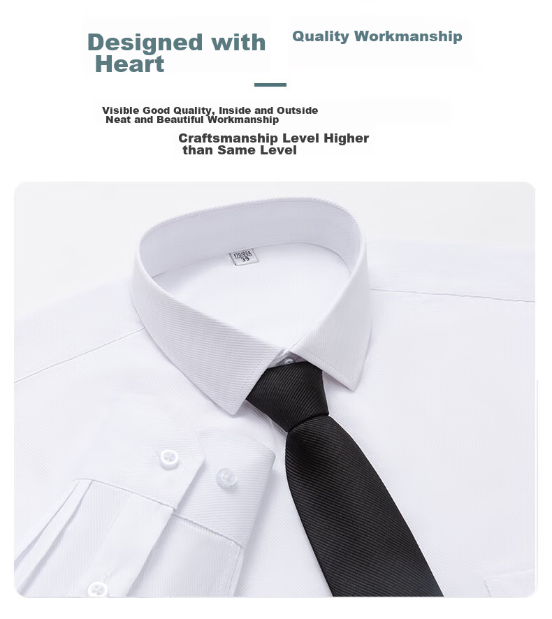 FIRS Long-Sleeve Shirt for Men, Business Formal Wear, Casual Solid Color Wrinkle-Free Dress Shirt, Blue, Baitiao 097 41 9