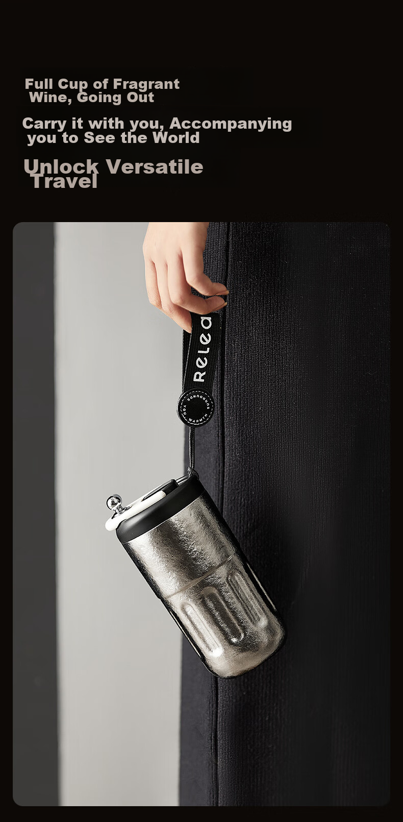 RELEA Pure Titanium Insulated Mug, Titanium Cup for Men And Women, Stylish Large Capacity Smart Coffee Cup Gift Box Water Bottle Birthday Present 13