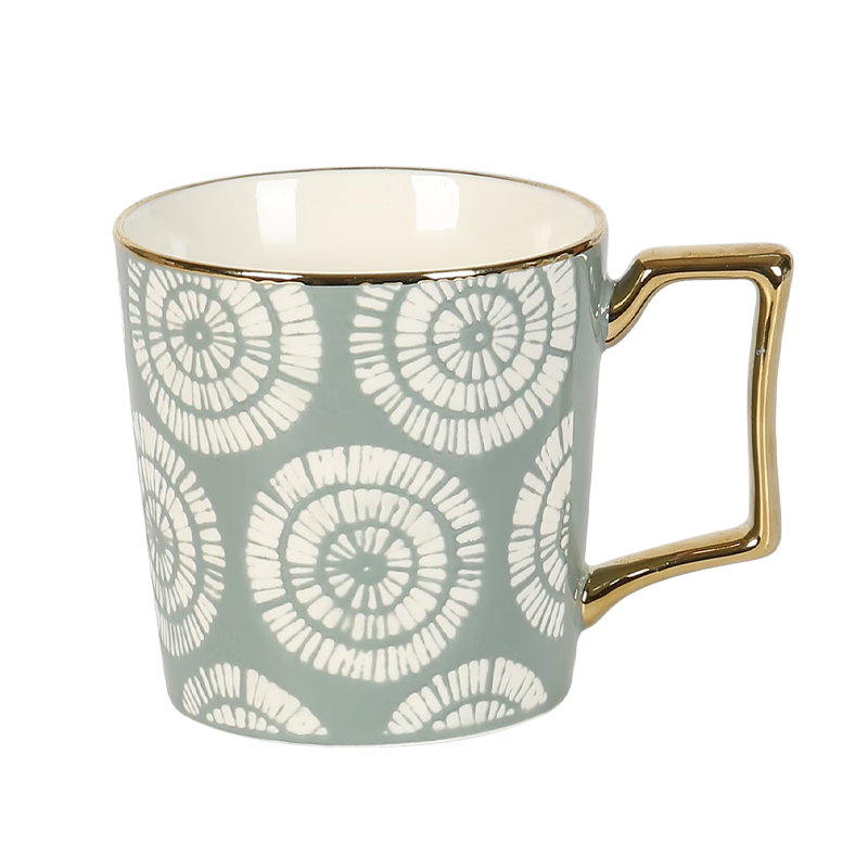 Songfaciqi Ceramic Mug for Home And Office, Coffee Cup, Water Cup, Large Capacity Mug for Women And Couples, Gree