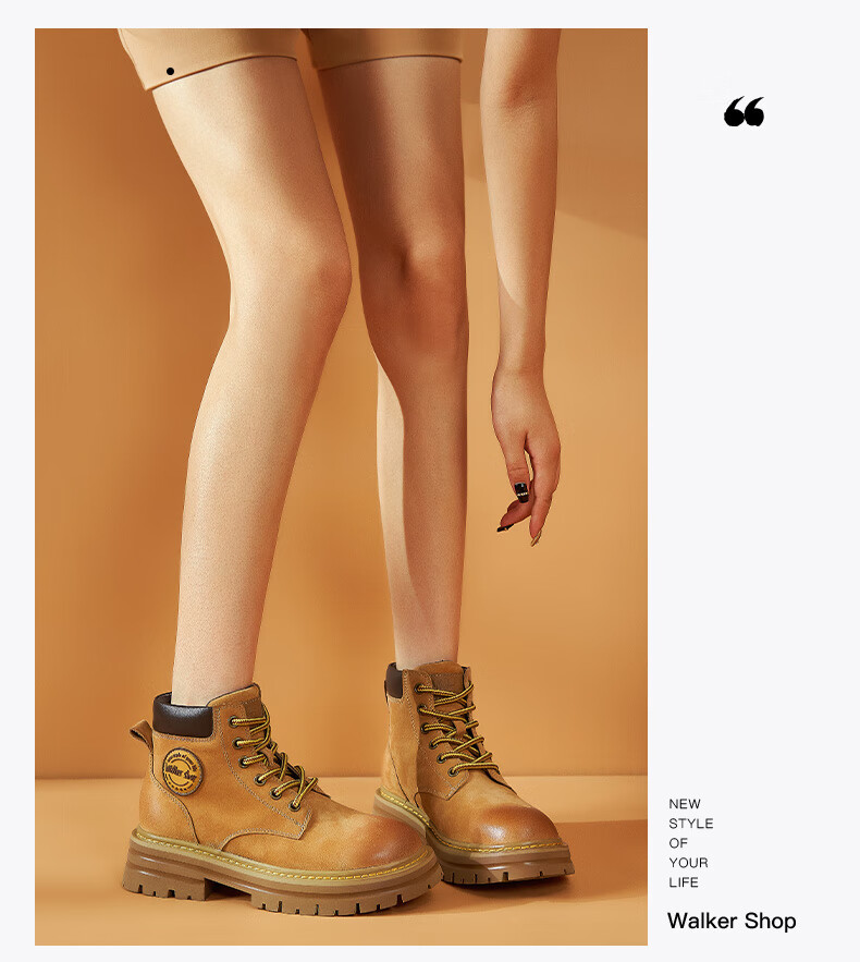 Walker Shop Aokasuo Martin Boots Women's Yellow Work Boots Outdoor Sports Hiking Shoes for Women M145263 Khaki 9