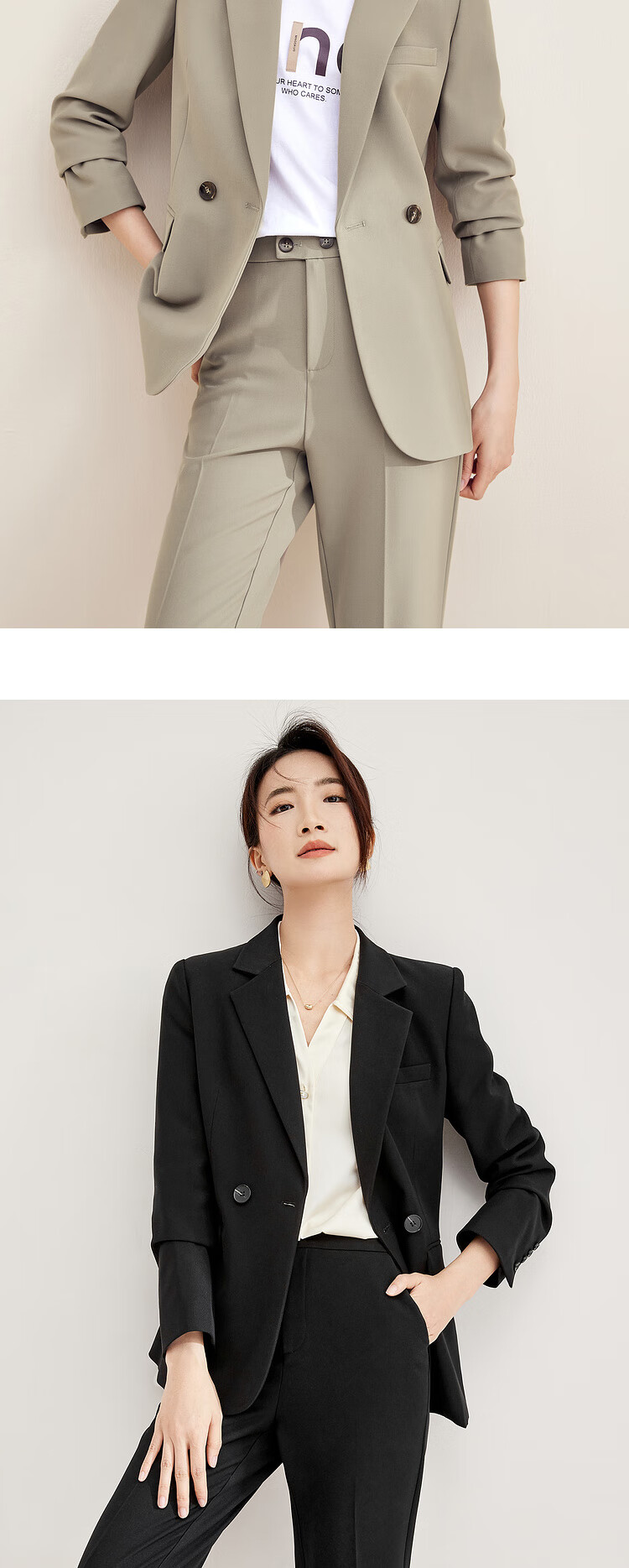 Sentubila Women's Professional Commuter Suit Set Spring Autumn Wrinkle-Resistant Non-Iron Blazer and Pants Two-Piece Interview Business Suit 18