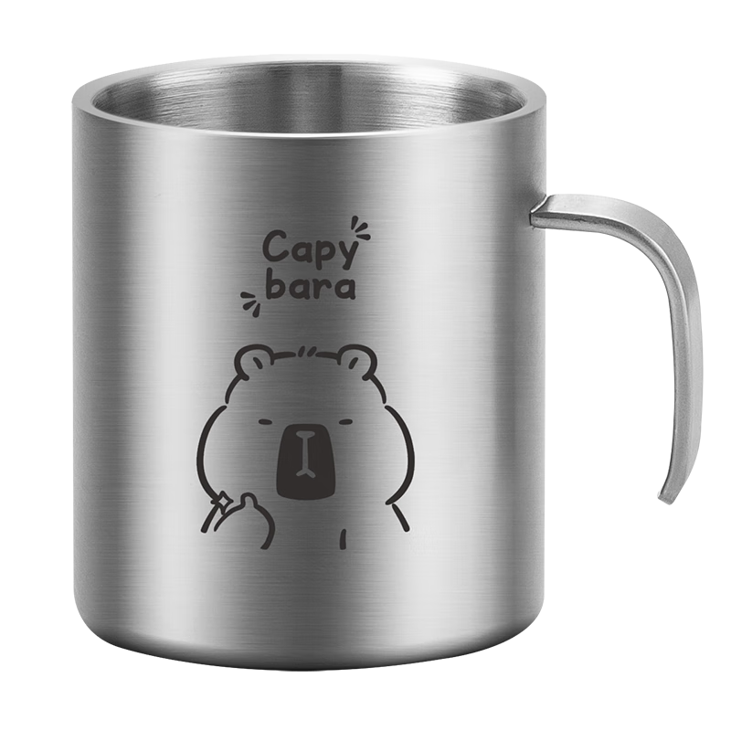 MAXCOOK 316L Stainless Steel Water Cup, Children's Milk Cup, Double-Layer Mug, Mouth Cup for Students, 200ml Capibara