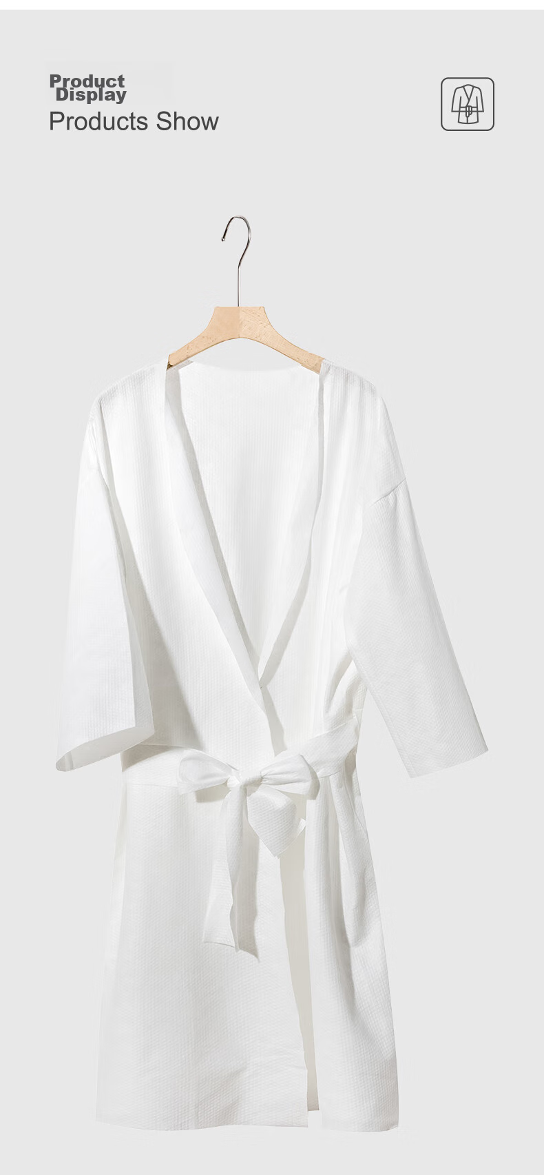 JOYTOUR Disposable Bathrobe, No-Wash Pajamas, Hot Spring Beauty Salon Bathwear, Travel Portable Essential, White Universal 10