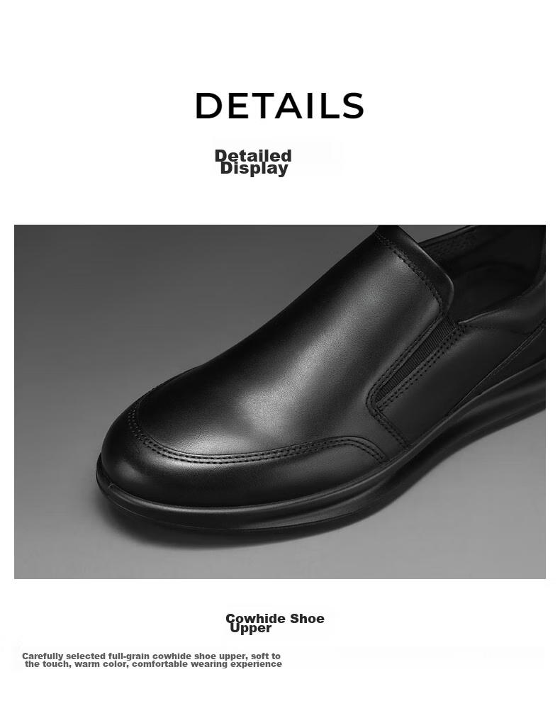 ECCO Men's Loafers, Versatile Height-Increasing Cowhide Casual Leather Shoes, Yashi Men's Shoe Series 207144, Black, Size 39 6
