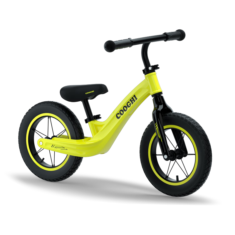 COOGHI Children's Balance Bike for Ages 1-7, Toddler Scooter, 12-Inch Magnesium Alloy Frame with Inflatable Wheels S3 COOGHI Green Kuqi