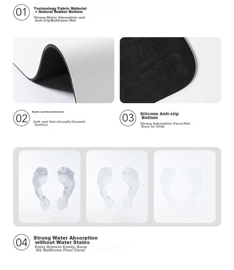 MOON TIME Cute Cartoon Bathroom Mat, Absorbent Non-Slip Dirt-Resistant Foot Pad, Toilet Mat, Happy Bear Design, 50*80cm 5