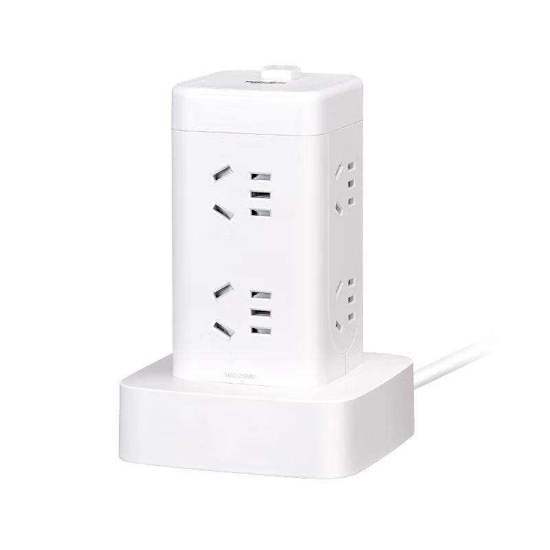 DELIXI Floor-Standing Socket/tower Desktop Socket/power Strip/extension Cord/extension Board/power Bar/power Strip with Master Switch, 8 Outlets, Five-Hole, 1.7 Meters