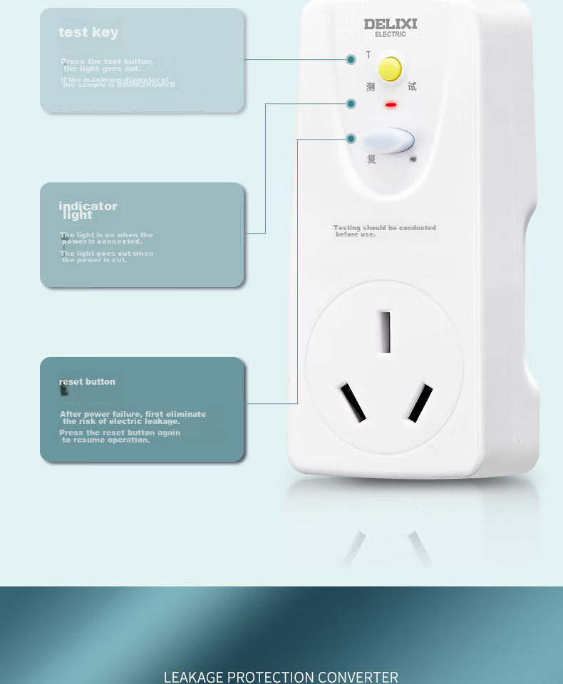 DELIXI Leakage Protector Plug, Wiring Anti-Leakage Plug, Leakage Protector, 10A, Self-Wiring Required, No Switch 6