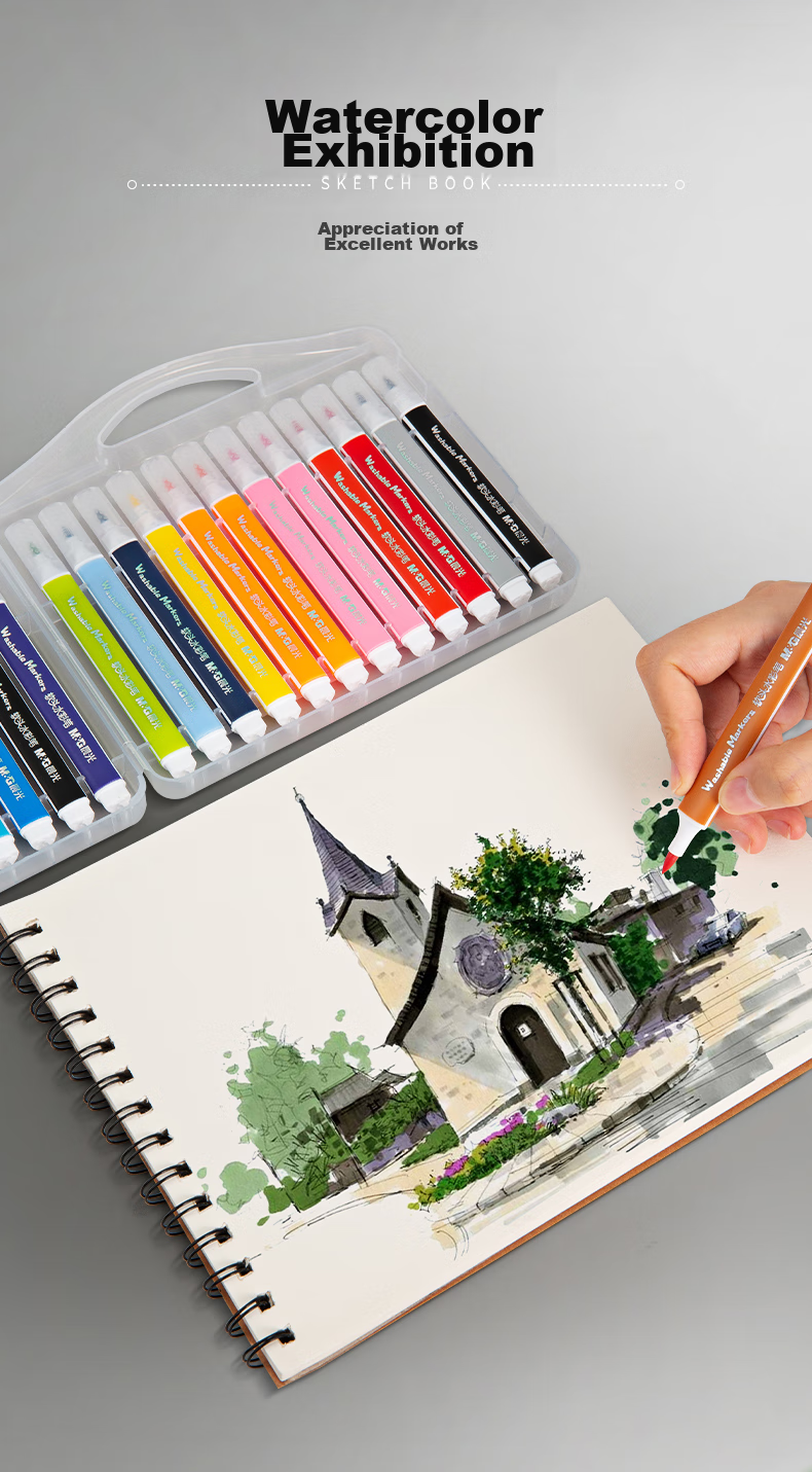 M&G Stationery A4/40 Sheets 110g Kraft Sketchbook, Art-Specific Drawing Pad for Sketching And Doodling, Vertical Flip for Beginners' Practice, Back-To Gift, MA4464 13