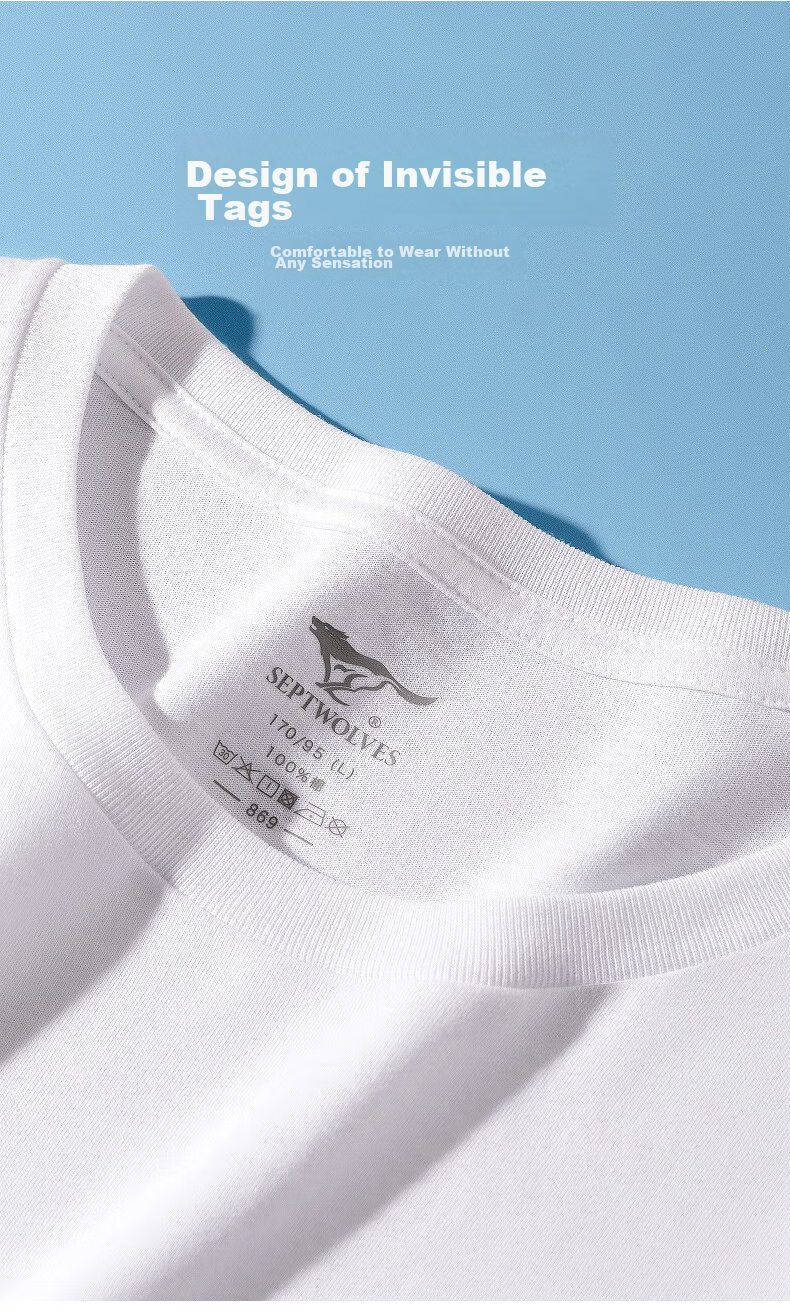 SEPTWOLVES [Soft And Skin-Friendly] Men's Short Sleeve Pure Cotton T-Shirt, Breathable Running Sports 100% Cotton White Tee Loungewear 17