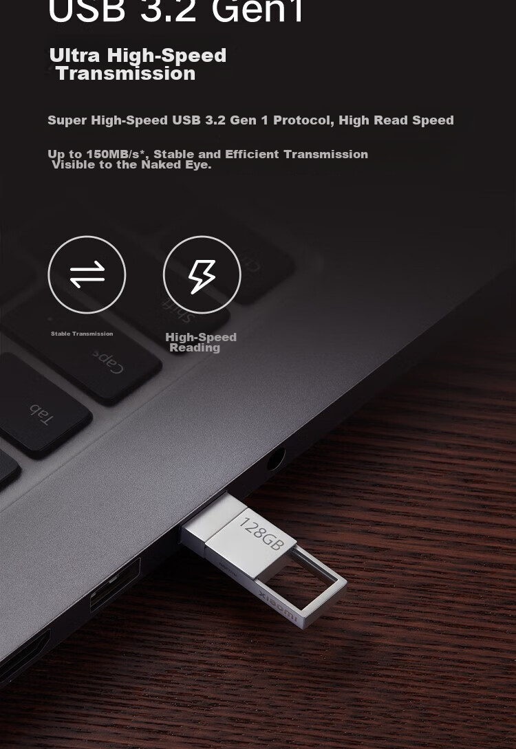 MI 128GB Type-C USB 3.2 Dual-Interface Portable Flash Drive for Phones And Computers, Direct Phone Connection, Capacity Expansion for Tablets And Cars, High-Speed 150MB/S 4