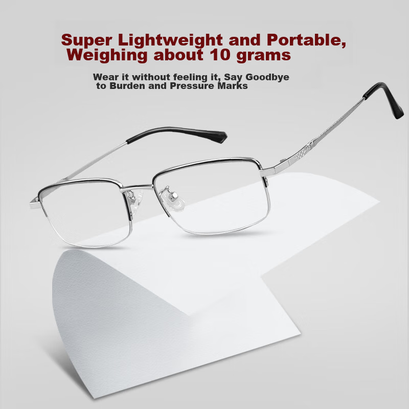 VGO Reading Glasses for Men And Women, Fashionable Ultra-Light High-Definition Anti-Blue Light Bifocal Glasses for Elderly, Model 9602 Black Silver 300 Degrees 8