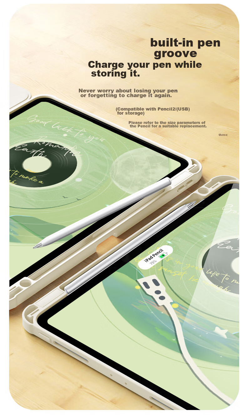 Asiwa IPad 9th Generation (2021) Case, Compatible with 10.2-Inch Pad 9/8/7, with Pencil Holder, 360-Degree Rotating, Landscape And Portrait Support, Cartoon Painted Design, Shockproof, Anti-Bend, Tri-Fold Style 8