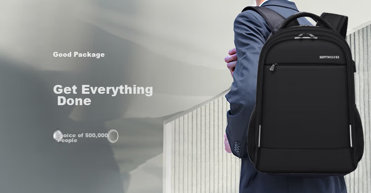 SEPTWOLVES Backpack Schoolbag Shoulder Bag for Men Laptop Bag Travel Business Large Capacity Notebook for Middle And High School Students 15.6 Inch 1