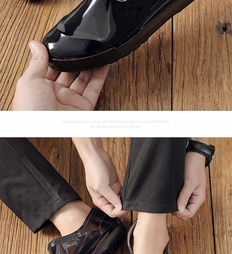 Huili Low-Top Rain Boots for Men And Women, Couples' Fashion Style Chef Rain Boots Water Shoes Waterproof Non-Slip Wear-Resistant Comfortable Overshoes HL329 Short Black Size 43 11