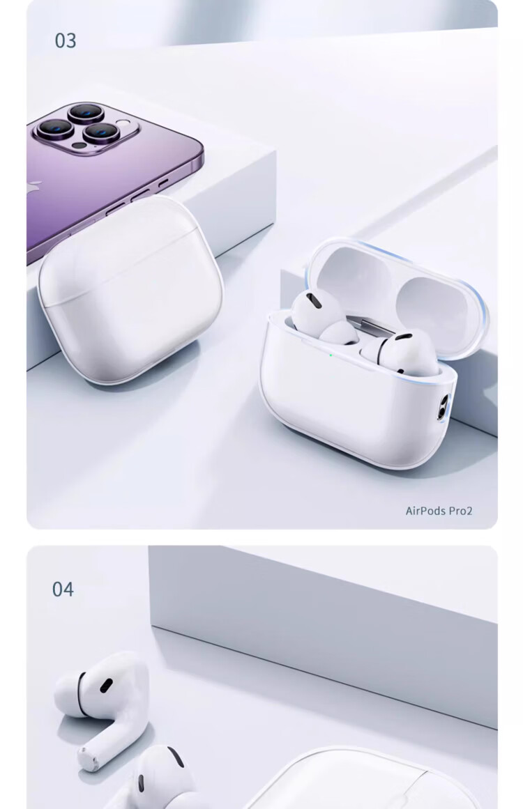 HotFire AirPods Pro 3rd Generation Protective Case Silicone Transparent Full-Cover Shockproof Dustproof Soft Cover for Apple Bluetooth Earphones 19