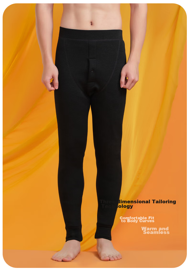 Yiershuang [Duck Down And Lamb Wool 3-Layer Thickened] Thermal Underwear for Men, Fleece-Lined Cotton Autumn Pants 14