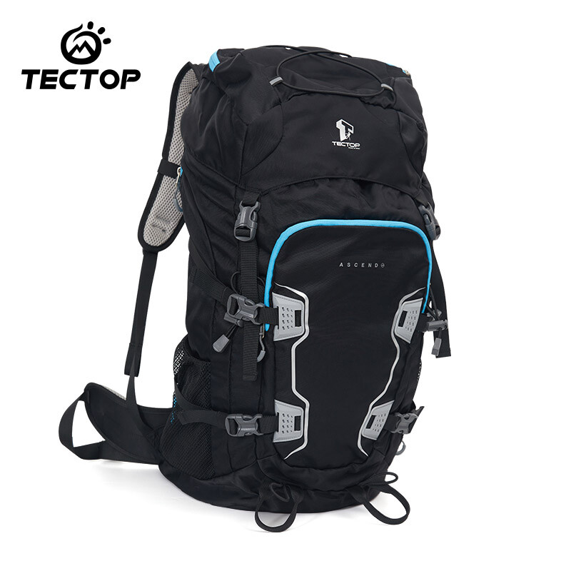 TECTOP Hiking Backpack, Solid Color Shockproof Shoulder Bag with 38L Large Capacity And Rain Protection, Outdoor Climbing Travel Sports Backpack DEAB604413, Black