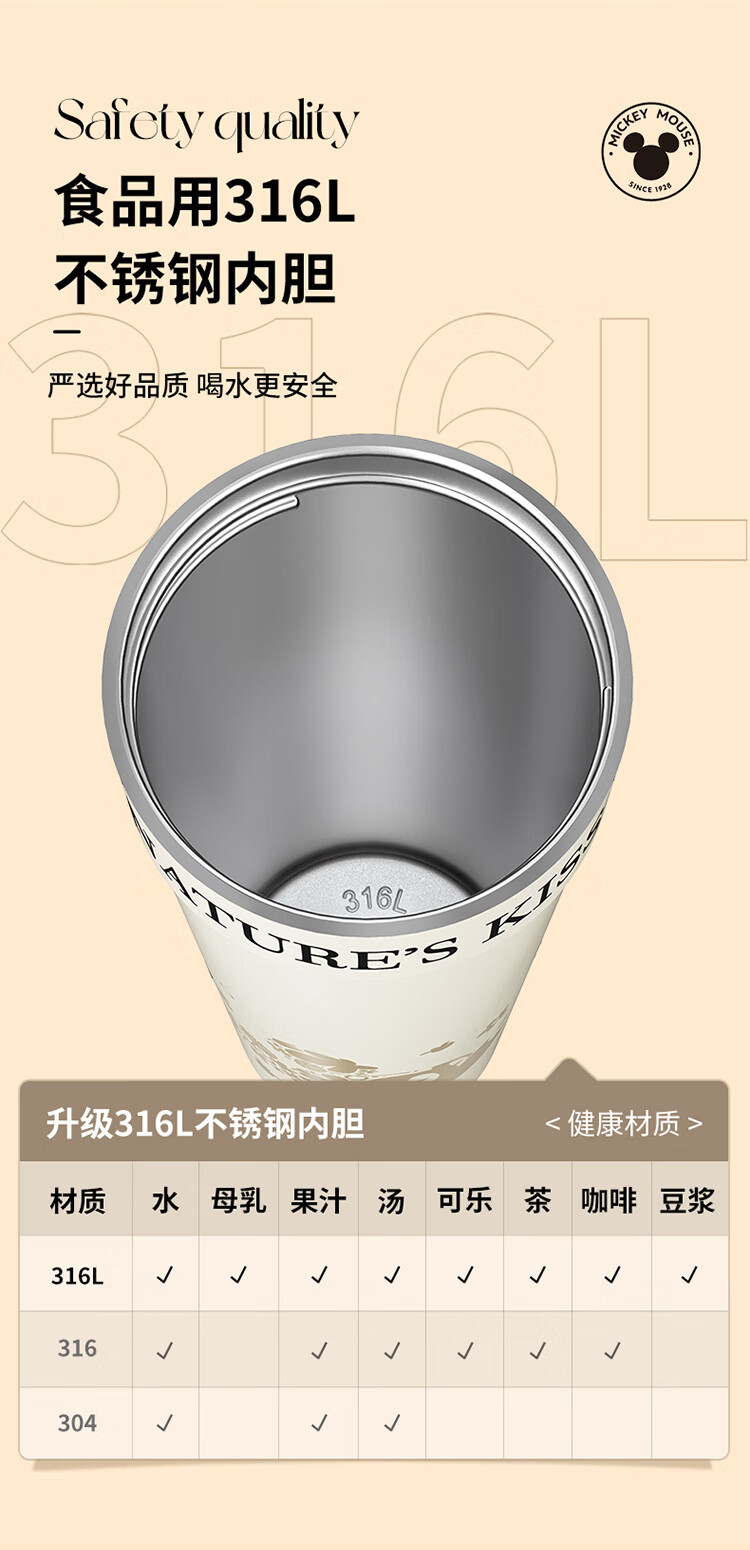 Dishini Insulated Mug for Men And Women, Coffee Cup, 316L Stainless Steel Straw Water Bottle, Large Capacity Birthday Gift, 700mL Minnie 2