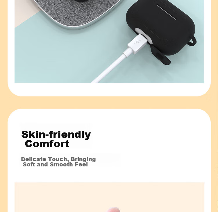 ESCASE AirPods 4th Generation Protective Case for Airpods 4, Apple Wireless Bluetooth Earphones Shockproof Dustproof Silicone Case for Men And Women, Stain-Resistant Wear-Resistant White + Lanyard 8