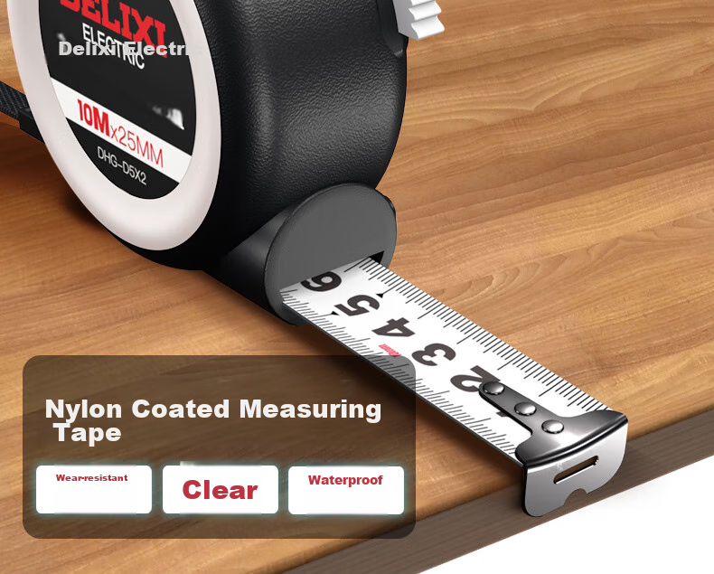 DELIXI ELECTRIC Steel Tape Measure, Household Wear-Resistant, Drop-Resistant, High-Precision Self-Locking Measuring Tool, Thickened Carpenter's Ruler, 5-25 10