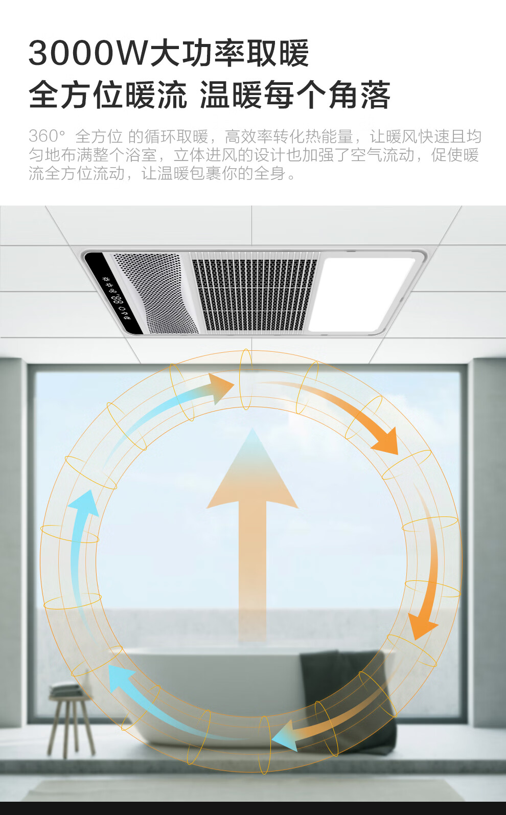五合一双电机风暖浴霸 超宽风口 强劲双核 安全速热卫生间浴室灯暖风