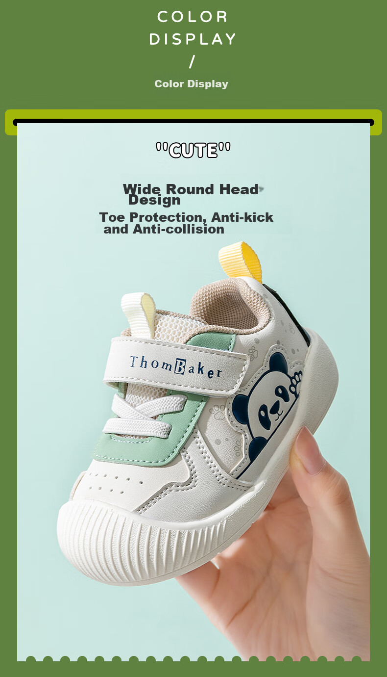 ThomBaker Baby Walking Shoes, Spring New Style, Non-Slip Soft Sole, Breathable Children's Functional Shoes for Boys And Girls, Beige Panda 17 4