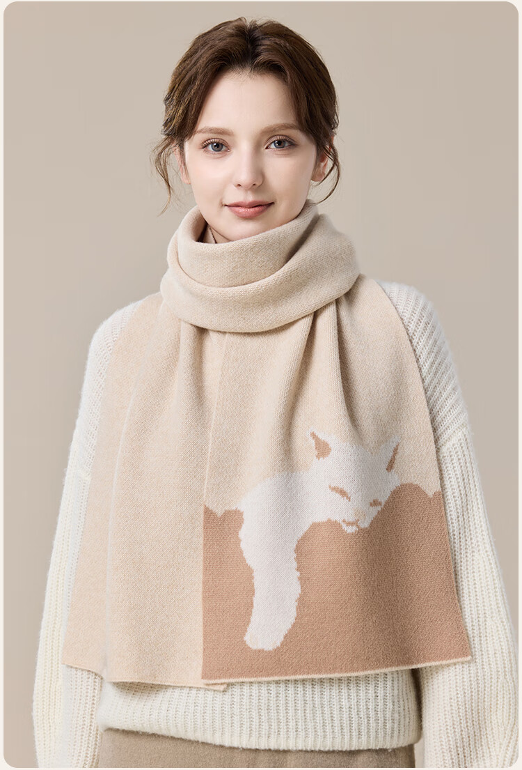 JIUMU Pure Wool Scarf for Women, Autumn And Winter Neck Warmer, Ladies' Warm Shawl, Gift for Women on Mid-Autumn Festival Or Birthday, Gift Box Packaging 10