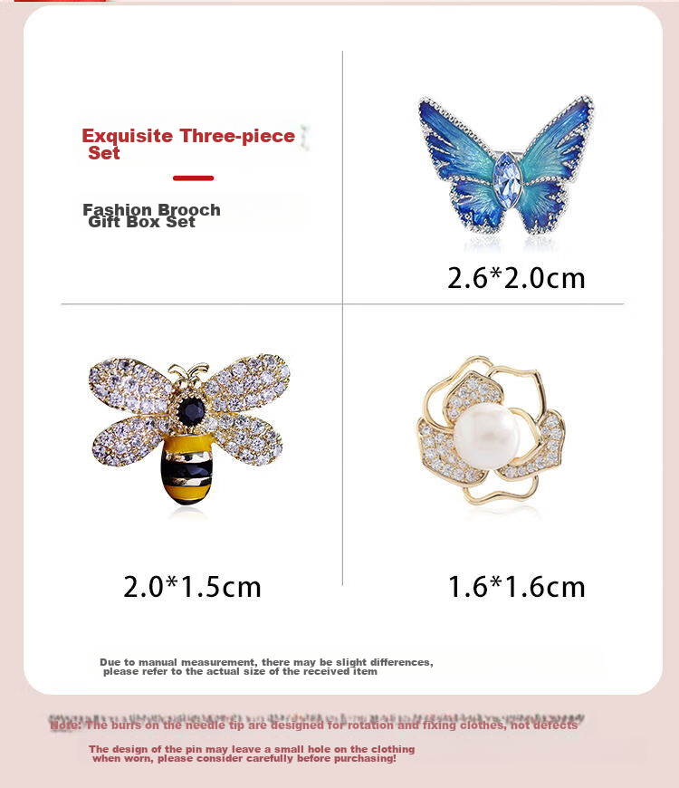Dijing Camellia Brooch Gift Box, Birthday Present for Women, Bead Brooch Pin, Suit Lapel Badge, Anti-Exposure 5